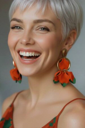 עגילי סטייטמנט כתומים